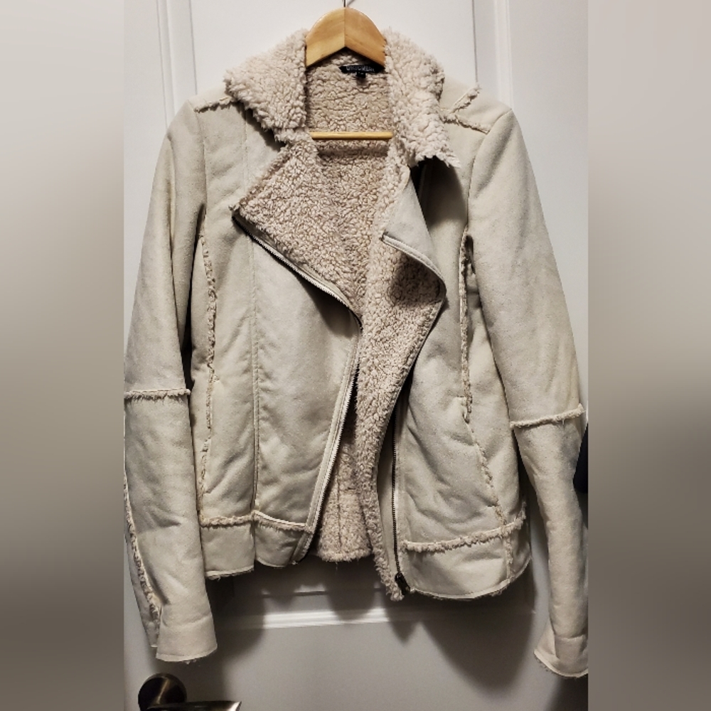 Beige faux suede jacket
